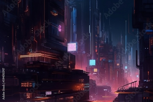 View of Cyberpunk city