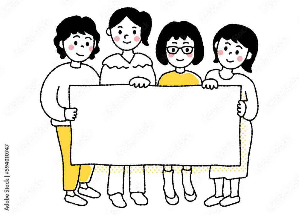 ボードを持つ女性 ボードを持つ女性