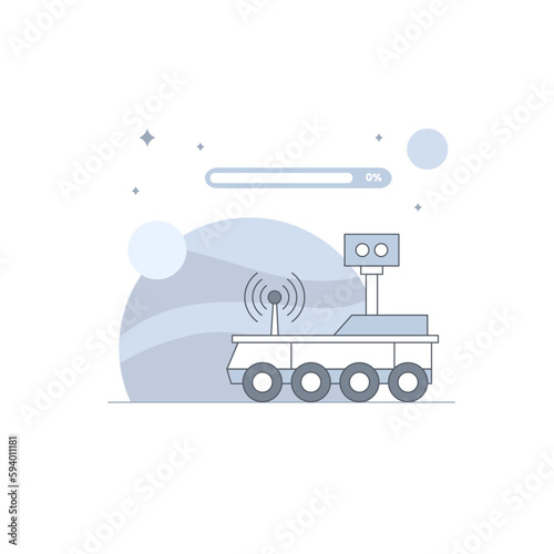 Rover robot space exploration for metaphor no progress empty state ui element illustration