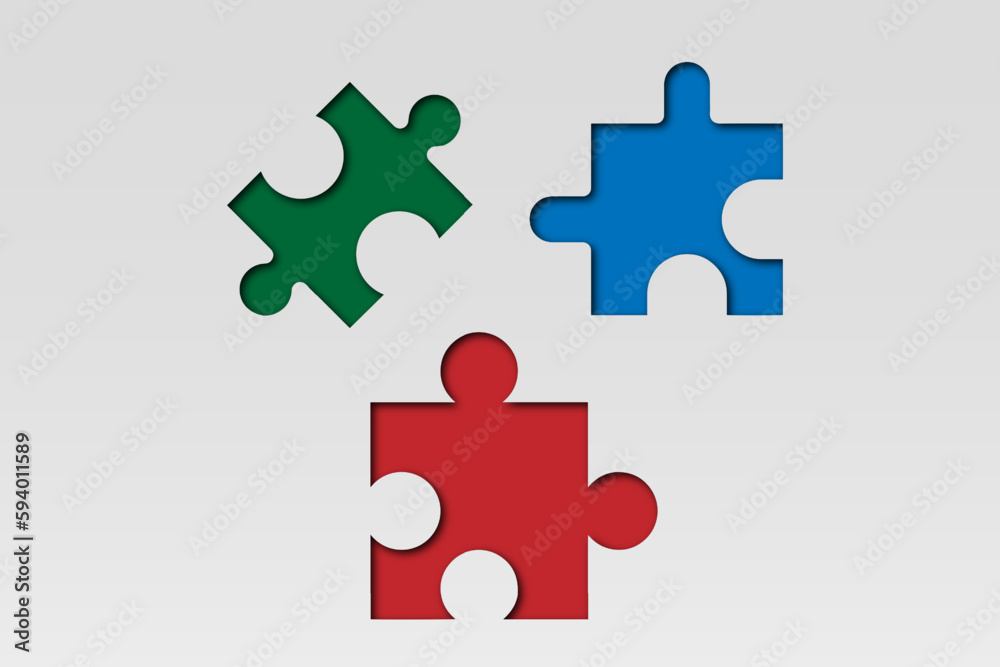 colorful puzzle with shadow and paper cut concept background colorful puzzle with shadow and paper cut concept background