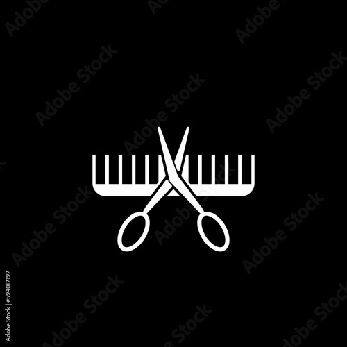 Barber, simple hair dresser icon, barbershop logo design isolated on black background