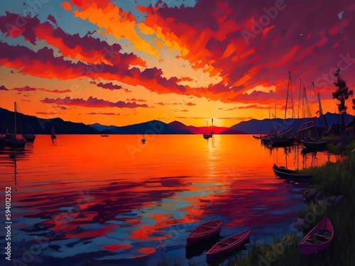 sunset on the lake © Ebad