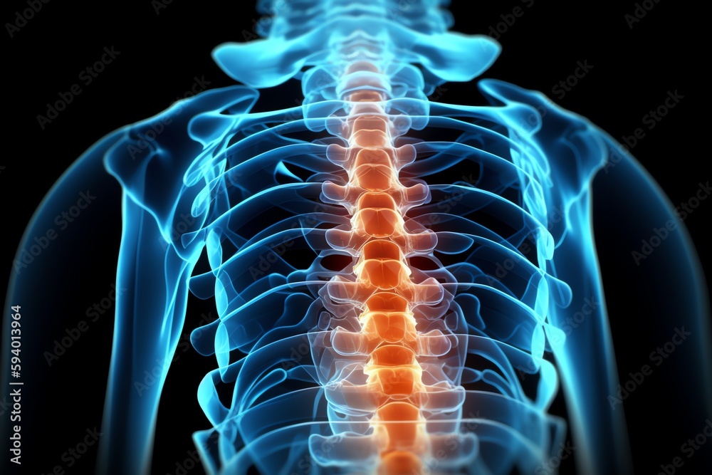 3D XRay of herniated disc causing lower back pain. Generative AI Stock ...
