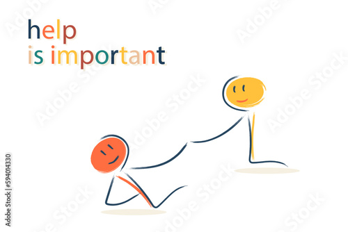 a character helps another character. help, support, relationships, friendship, success, team, together
