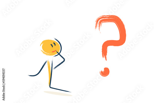 the character thinks, asks a question, does not know the answer, makes a choice. question mark, children's education