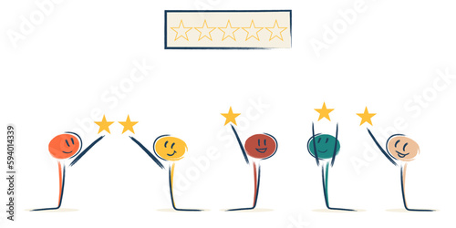 characters evaluate service, work. give an estimate at the end from 1 to 5 stars