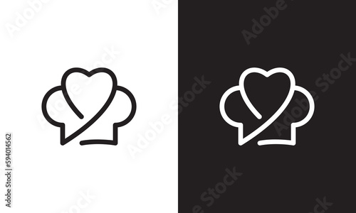 hat cook with love logo. creative food symbol design vector