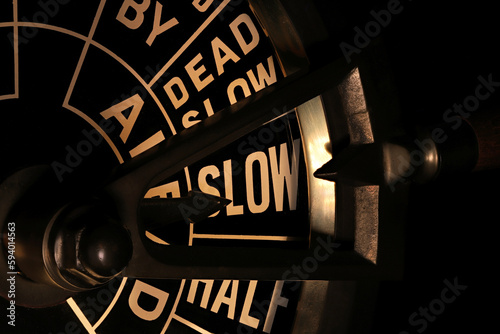 engine order telegraph in slow ahead position photo