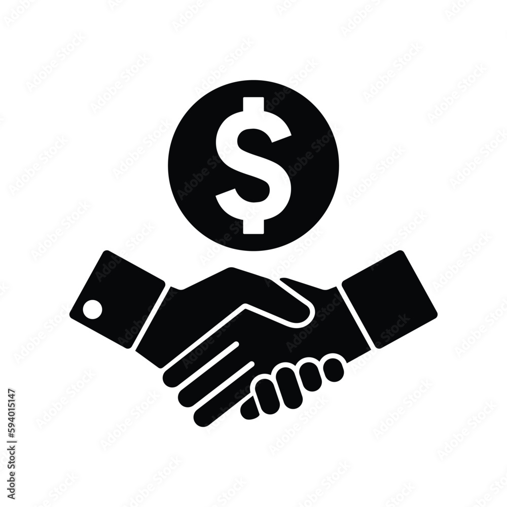 Business, deal icon. Black vector graphics. Business, deal icon. Black vector graphics.