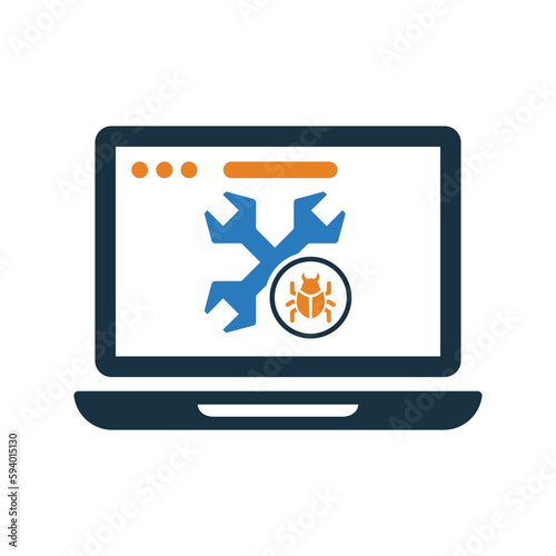 Bug, fixing, fix, virus icon. Editable vector logo.