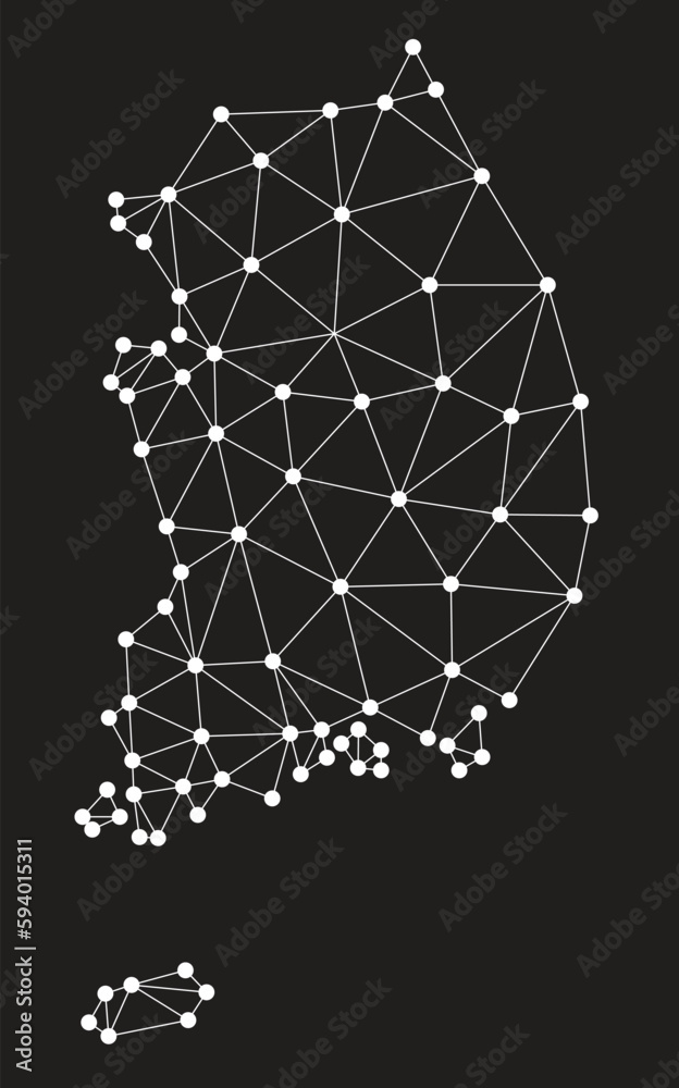 Vector low polygonal South Korea map. Vector low polygonal South Korea map.
