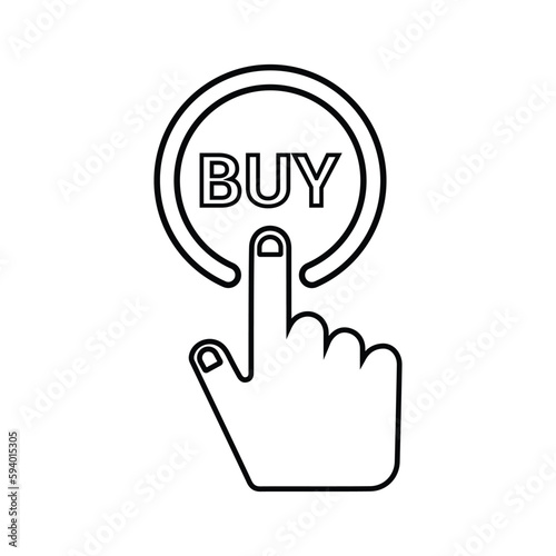 Buy, click, finger, touch outline icon. Line art vector.