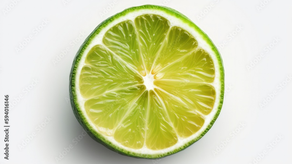 Cut fresh ripe lime isolated. Generative ai Cut fresh ripe lime isolated. Generative ai