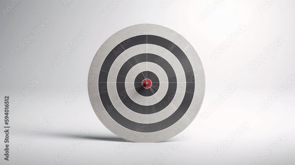 A bullseye target on a white background, with a red arrow pointing to it, created with generative ai A bullseye target on a white background, with a red arrow pointing to it, created with generative ai