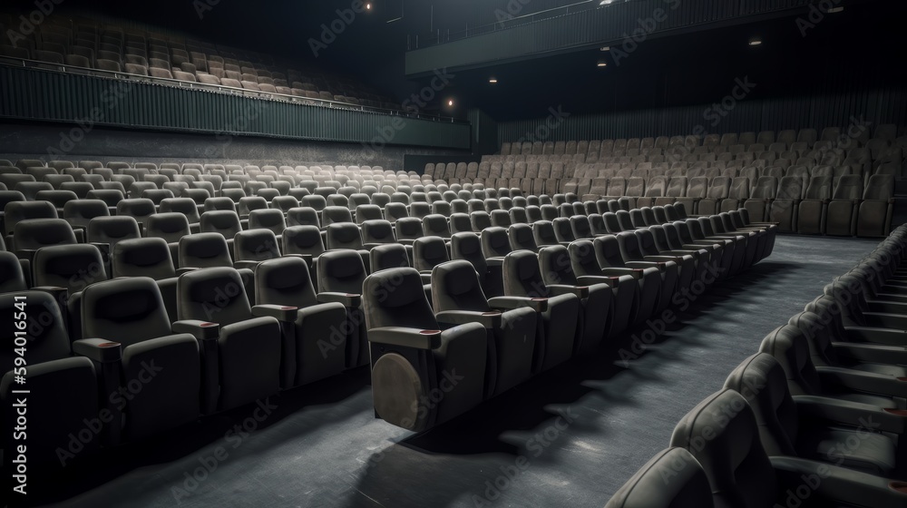 Fototapeta premium Rows of empty seats in a cinema or theatre Generative ai