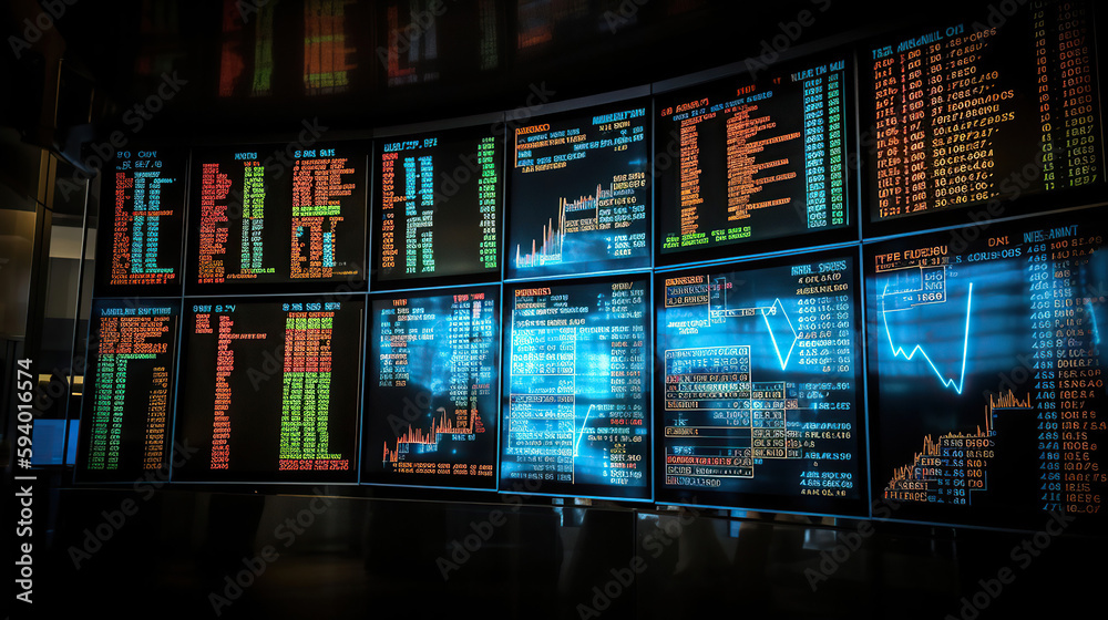 Stock exchange statistics on screen, generative ai