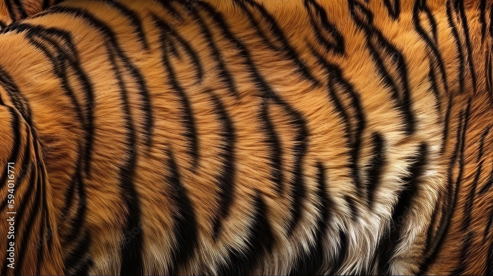 Fototapeta premium Tiger animal fur perfect seamless repeating pattern. Generative ai