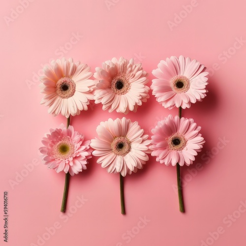 Spring daisy flowers on a pink background. Generative ai