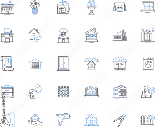 Expansion project line icons collection. Growth, Development, Expansion, Renovation, Upgrading, Enhancement, Reinforcement vector and linear illustration. Amplification,Upscaling,Extension outline