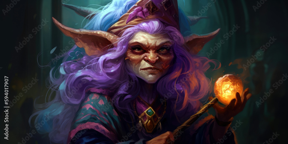 fantasy mischievous gnomish sorcerer, dnd character concept, generative ai