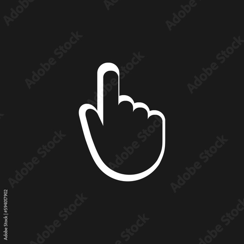 Cursor line icon. Click action sign isolated on black background