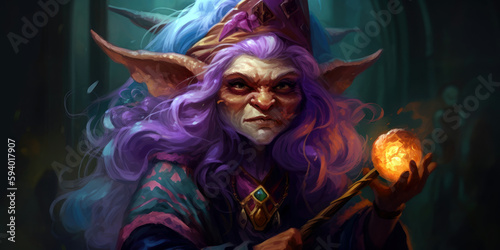 fantasy mischievous gnomish sorcerer, dnd character concept, generative ai