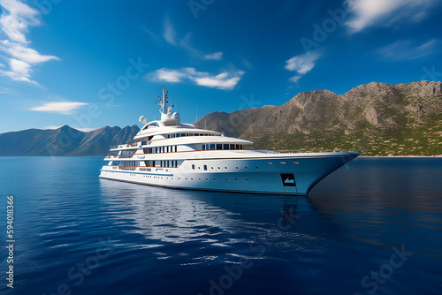 Super Yacht Ocean: The Ultimate in Ocean Luxury and Comfort - Experience the Epitome of Elegance on the High Seas, Generative AI © Artful Lineage