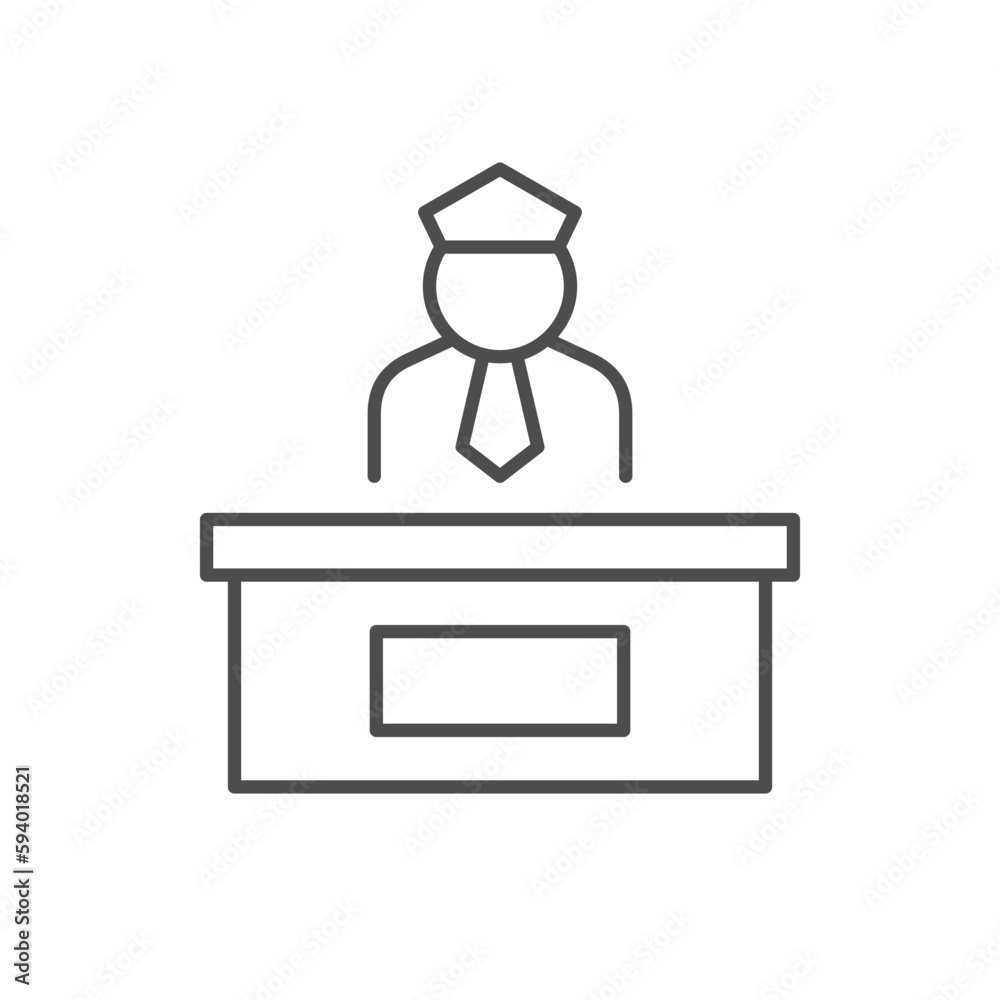 Reception desk line outline icon