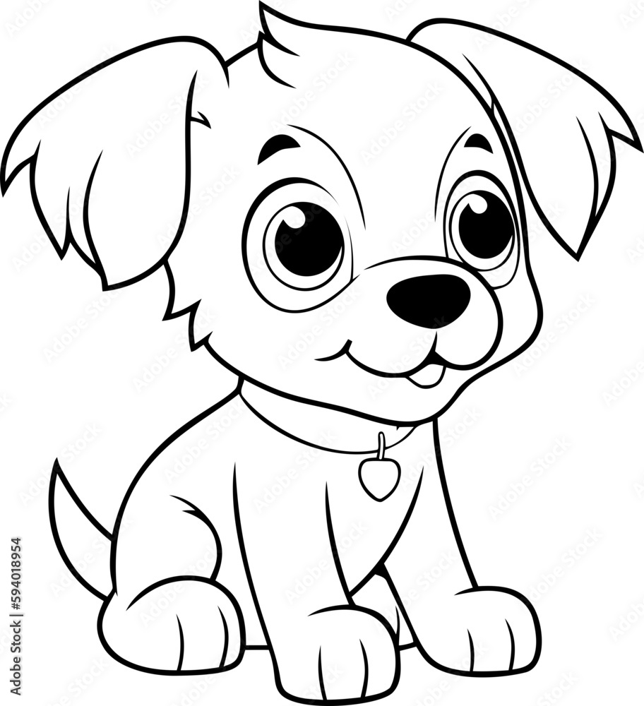A delightful black and white puppy vector, perfect for engaging kids in creative coloring activities. A delightful black and white puppy vector, perfect for engaging kids in creative coloring activities.
