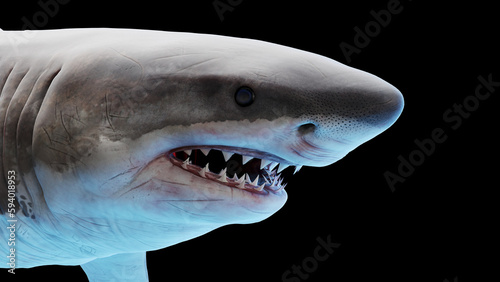 3d illustration of a great white shark