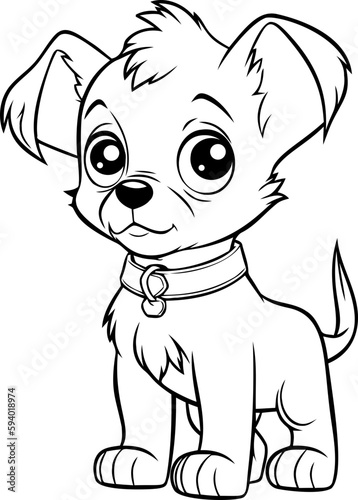 A charming black and white puppy vector, perfect for entertaining children with coloring book activities.