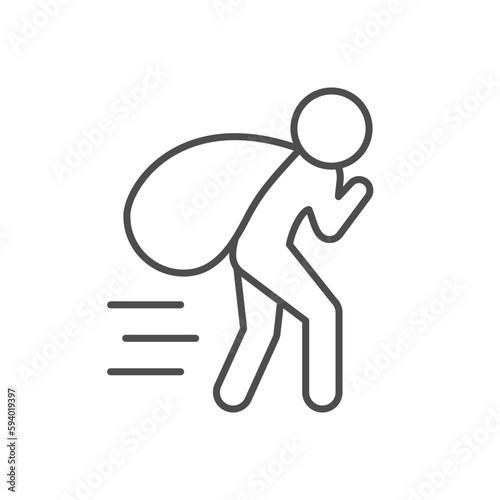 Refugee with sack line icon