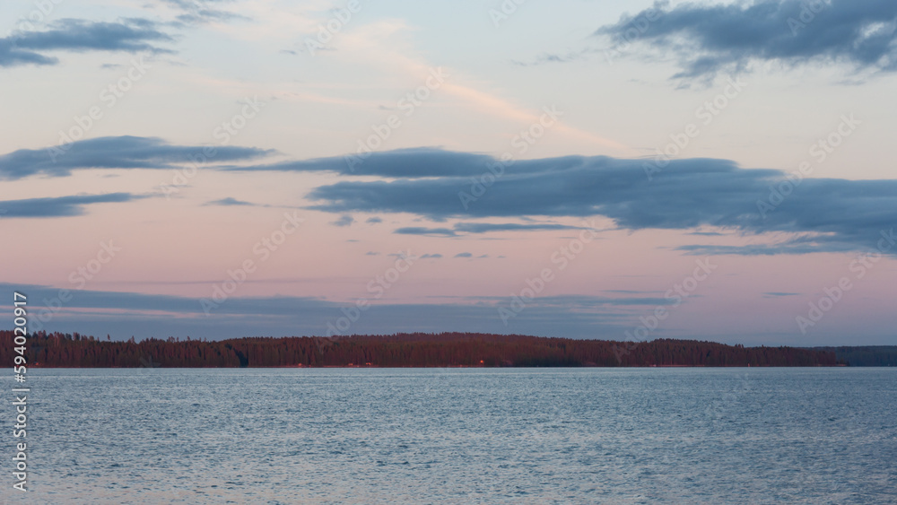Evening lake scenery in summer in Finland Evening lake scenery in summer in Finland