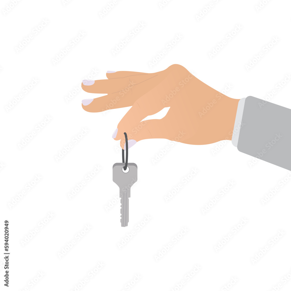 Hand Holds Key, Isolated on White Background. Vector Illustration in Flat Design Hand Holds Key, Isolated on White Background. Vector Illustration in Flat Design