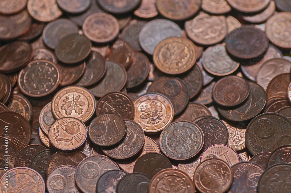 Euro coins currency of the European Union useful as a background or texture Euro coins currency of the European Union useful as a background or texture