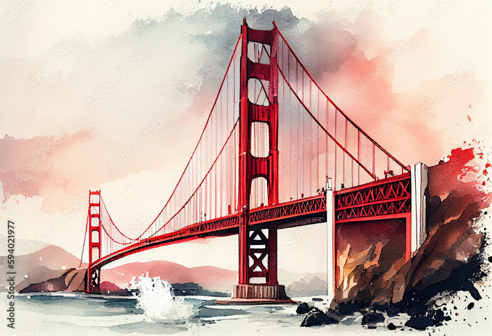 The Golden Gate Bridge in San Francisco, USA, with its iconic red color ...