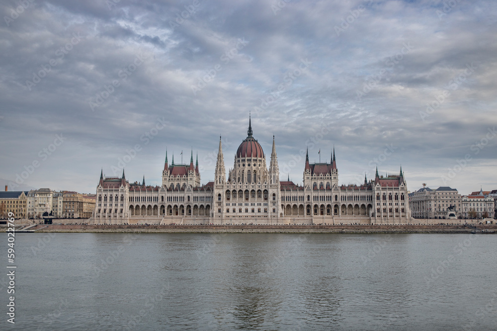 View of architecture and parliament in Budapest Hungary