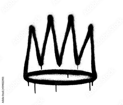 Sprayed crown with overspray in black over white. Vector illustration.