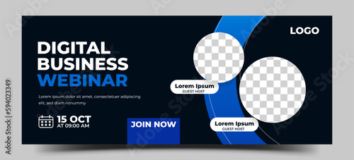 Business webinar horizontal banner template design