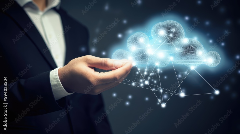 Businessman hold the cloud on his hand Businessman hold the cloud on his hand