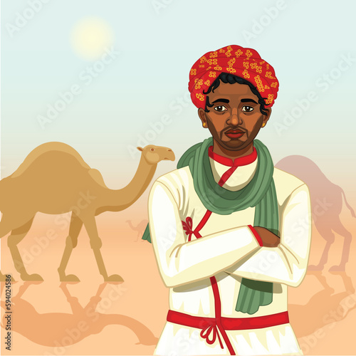 Indian cameleer gypsy man