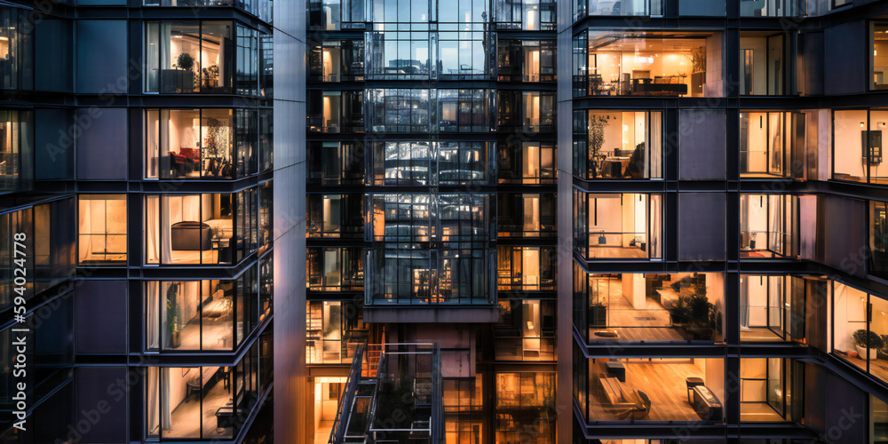 view from an apartment block of tall glass doors view from an apartment block of tall glass doors