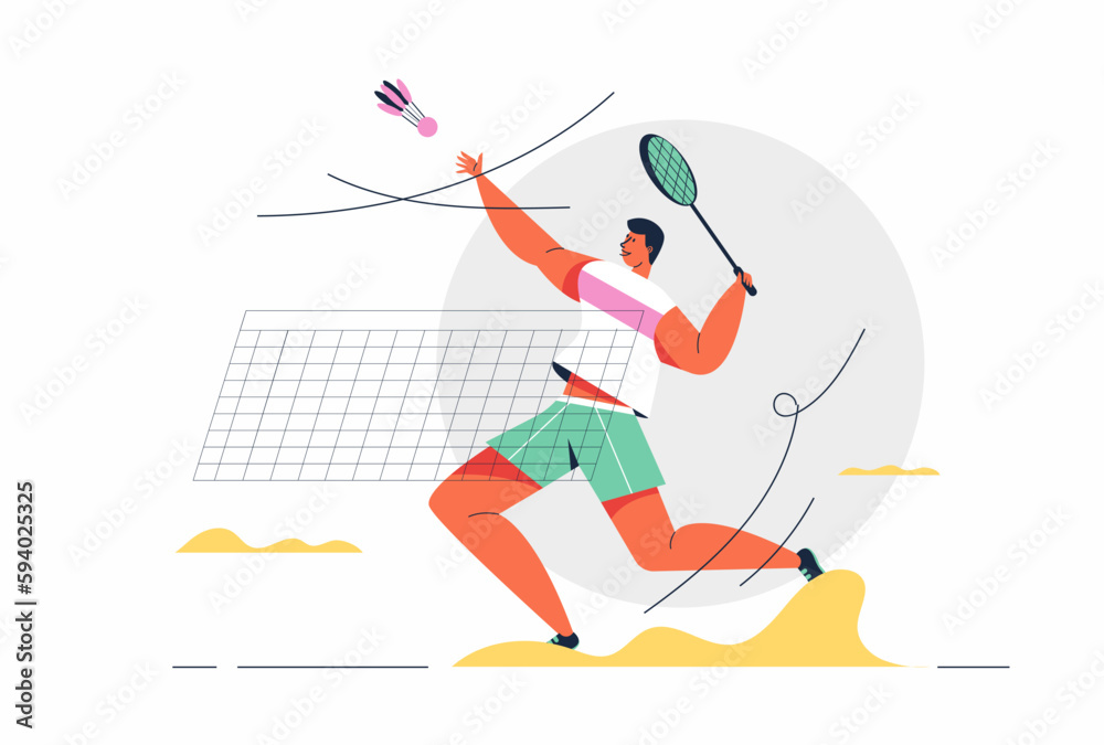 Badminton athlete man playing in games