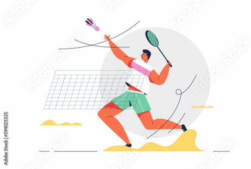 Badminton athlete man playing in games