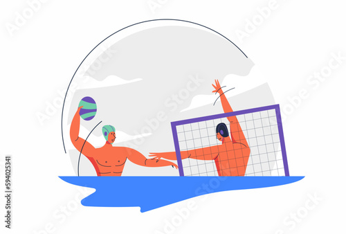 Athlete water polo man players competition vector
