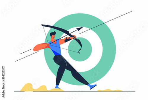 Athlete archery man with Arrow and target vector illustration