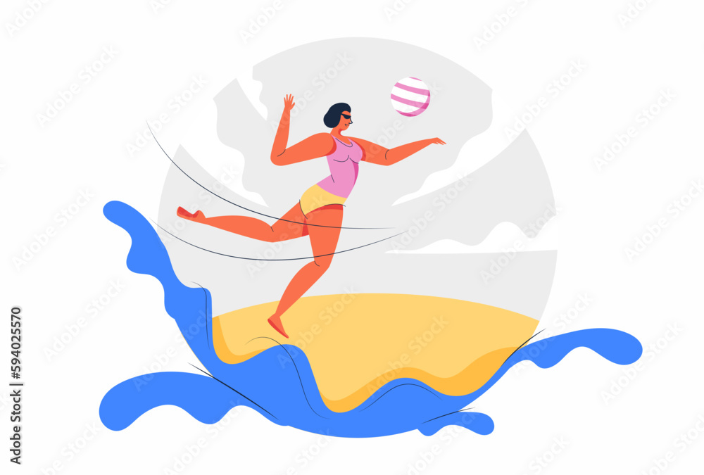 athlete Volleyball female player on the beach vector