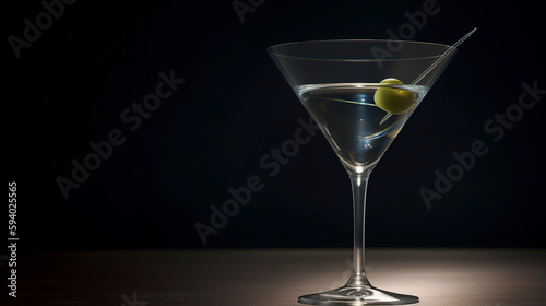 Martini on a black background. Generative AI.