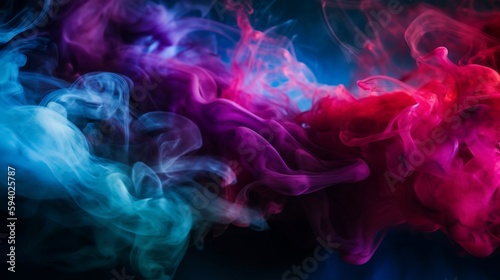 dramatic smoke and fog in contrasting vivid red  blue  and purple colors. vivid and intense abstract background or wallpaper. generative AI