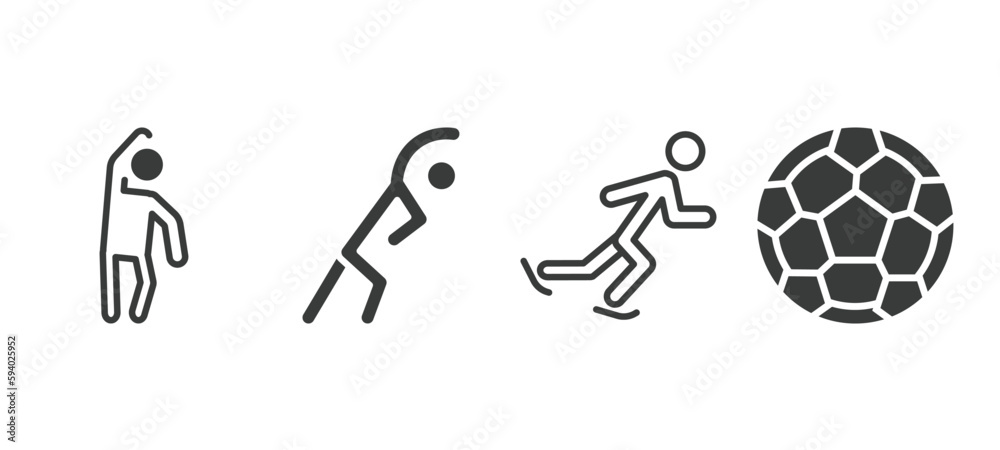 Obraz premium set of sport and games filled icons. sport and games glyph icons included left bend, stretching, ice skating man, football ball vector.